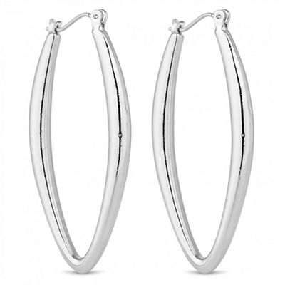 Silver navette hoop earring